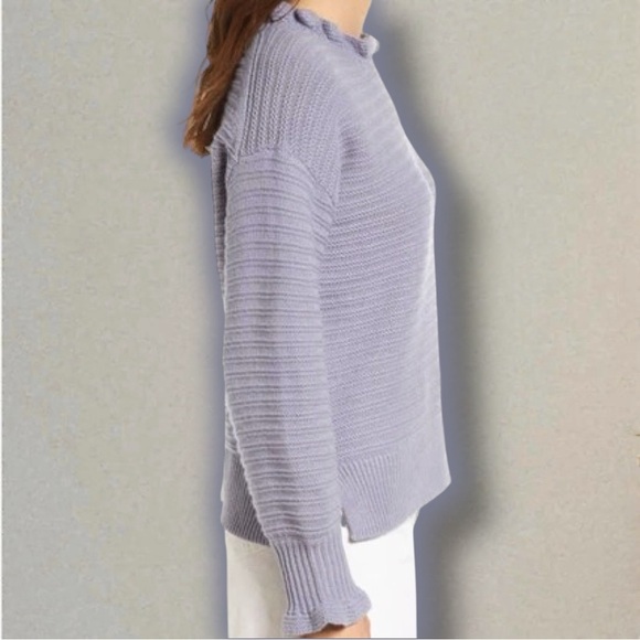 Madewell ‘Ruffle Neck Pullover Sweater’ in Cotton Merino Wool in Dusk Periwinkle - Picture 2 of 16